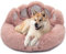 pfoten&nasen® Bärenpfote Hundebett Für Große, Mittelgroße und Kleine Hunde - Waschbar, Hundekissen, Hundekorb, Rund, Dog Bed, Hundekörbchen (Rosa, L - 85cm)