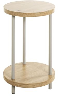 HAKU Beistelltisch rund Eiche hell Kaschmirgrau MDF Metall runder Couchtisch - Maße: H 50 x Ø 30 cm Style: Modern