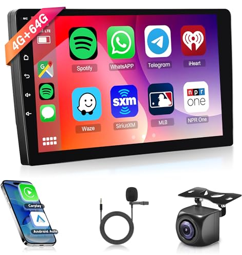 4G+64G Android 13 Autoradio 2 Din mit Wireless Carplay Android Auto GPS Navi WiFi 9 Zoll Touchscreen Autoradio mit Mirror Link Bluetooth FM/RDS/32EQ/AI DSP/DAB/OBD/DVR Lenkradsteuerung Rückfahrkamera