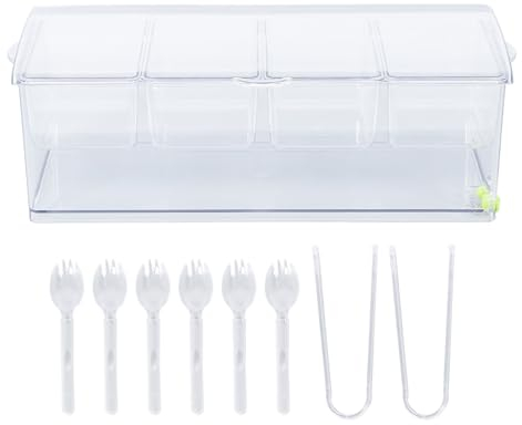 Portacondimenti Ghiacciato con 5 Scomparti Rimovibili Vassoio da Portata Trasparente per Feste, Leggero e Portatile, Materiale Plastico, Adatto per L'uso in Cucine Domestiche (4