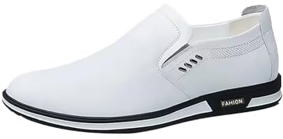 Tolle Herrenschuhe, klassisch, lässig, Leder, formell, modern, Business, lässig, bequem, formell, Herren-Lederschuhe, lässig, mit Reißverschluss, weiß, 42 1/3 EU