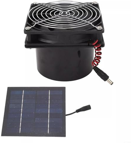 LVYXON Solar-Abluftventilator, 50 W Solarpanel und Hochgeschwindigkeits-Ventilator, Solarpanel-Ventilator-Kit, für Gewächshaus, Hühnerstall, Schuppen, Haustierhaus, Garage, außen und innen