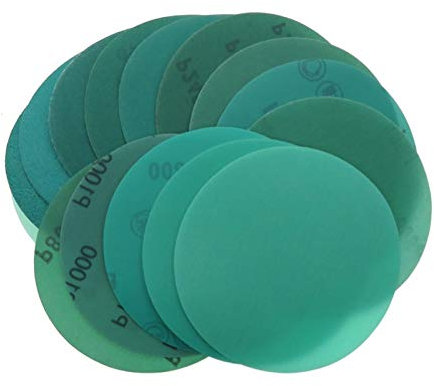 TRENTSNOOK 50 Hojas de 5 Pulgadas 125 mm 60 a 2000 Su Papel de Lija de película de Gancho y Bucle Verde(1500)