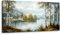 MHARTK66 Ländlicher Fluss Leinwand Bilder, 50x100 cm Groß Wandbilder Wohnzimmer Natürliche Berge und Wasser Landschaft Bild Aesthetic, Modern Wanddeko Kunstdruck Schlafzimmer Badezimmer Büro