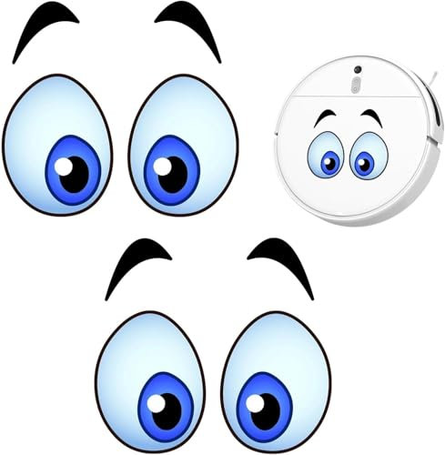 Lustige Roboter-Augen-Aufkleber, 2 Pack wasserdichte Cartoon-Augen-Aufkleber Staubsauger-Roboter-Aufkleber Roboter-Rasenmäher-Augen-Aufkleber Aufkleber Dekorative Aufkleber
