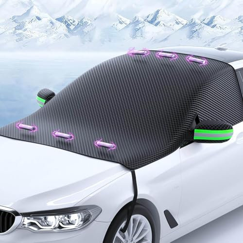 OTCPP Auto Frontscheibenabdeckung Winter für Renault Clio 4 2013-2018, Winter Auto Windschutzscheibenabdeckung 6 Magnet,Scheibenabdeckung Auto Gegen Schnee EIS Frost,B Green
