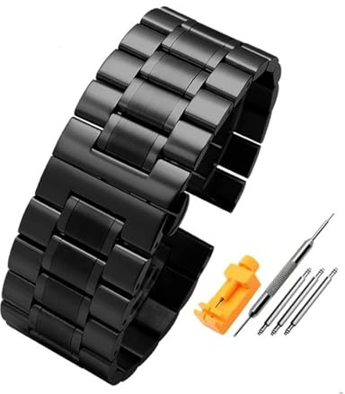 MAMA'S PEARL 24MM 26MM 28MM Massives Edelstahl-Uhrenarmband Passend For Diesel For Seven Friday For Panerai Armband, Großes Stahlgürtel-Herrenarmband(B-black,24mm)
