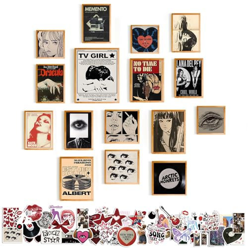 Y2K-Poster für Schlafzimmer, Retro-Kokette, Wanddekoration, trendiges TV-Poster, Y2K-Wandkunst, Rockstar-Vintage-Wandkunstdrucke, 2000er-Jahre-Kokette, Wandcollage-Set für Teenager, Mädchen,