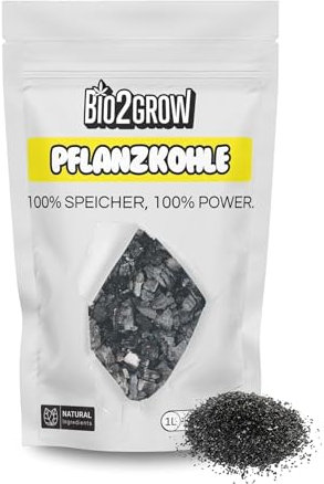 Bio2Grow Pflanzkohle Grow 1 Liter – Bodenverbesserer für Humusaufbau, Nährstoffspeicherung und Substratmischungen