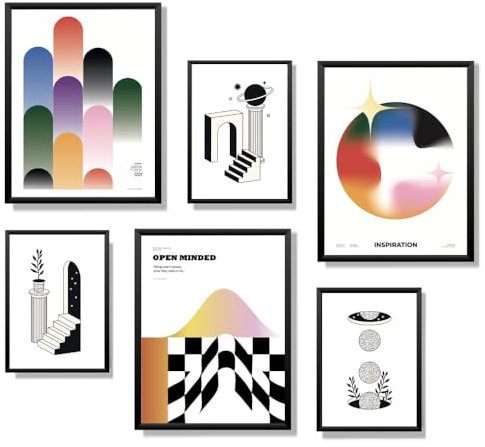 Winund Poster Set 3x 30x40 cm 3x 20x30 cm – Poster Schwarz-Weiß im Modern Boho Stil | Zeitlose Wandbilder für Wohnzimmer, Schlafzimmer oder Büro | Premium Kunstdruck Poster ohne Rahmen