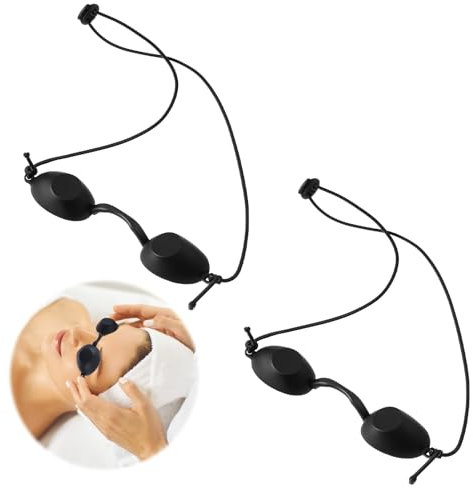 JJUNW Solarium Brille, Verstellbar UV Schutzbrille Rotlichtlampe Schutz Augenklappe mit Elastisches Band, Sonnenschutzbrille Solariumbrille für SchöNheitsbehandlungen Augenschutz (2 Stück)