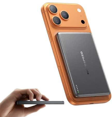 MOVESPEED MagSafe Power Bank Ultra Slim 5000 mAh Power Bank Piccola Magnetica Caricabatterie Wireless Magsafe Compatibile con iPhone 17 Air Pro/16/15 Pro Max, Galaxy e Pixel (Space Grigio)