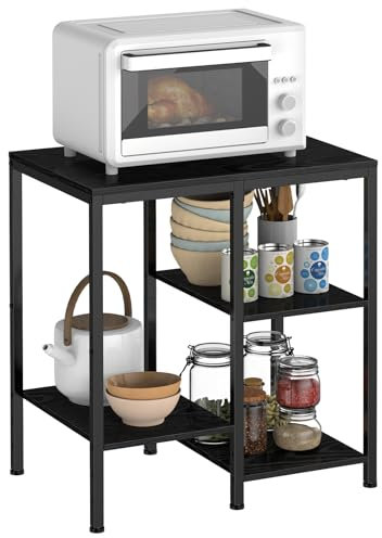 smusei Estantería de almacenamiento multifuncional de 4 niveles, estantería de cocina ajustable, estantería para microondas, soporte para impresora, estantería de madera con niveles escalonados, 67 x