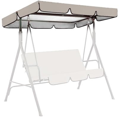 Hollywoodschaukel Dachbezug,249x185 cm,Wasserdicht Strapazierfähig Dach,Universal Ersatzdach für Gartenschaukel,Oxford-Tuch Hollywoodschaukel Sonnendach 3 Sitzer, UV-Schutz Sonnendach 210D (Beige)