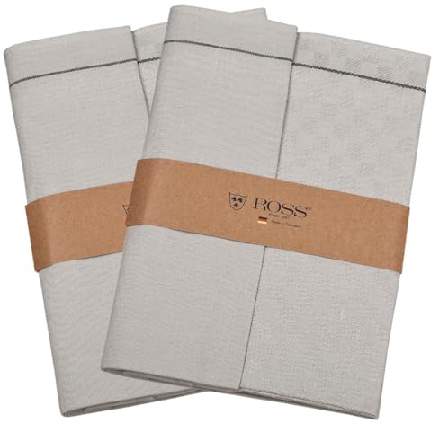 Ross - Halbleinen - 4 X Geschirrtuch im Set (Chrom)