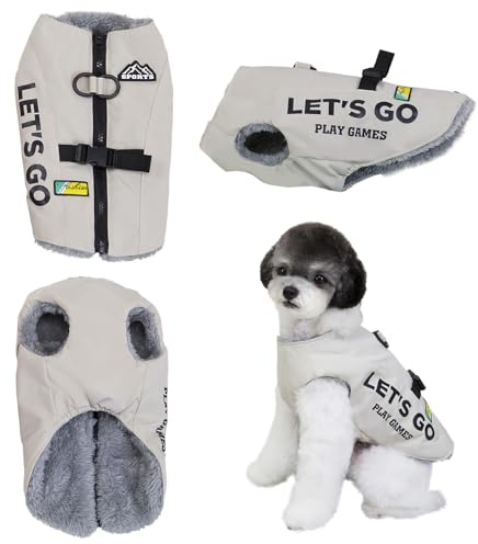 Izefia Hundemantel Haustierbekleidung Kaltwetter Mäntel Outdoor Sportjacke Fleece Futter Warmer Pullover Winter Dicke Kleidung Los Geht's Bergsteigerweste Mantel für Kleinen Hund Medium Katze