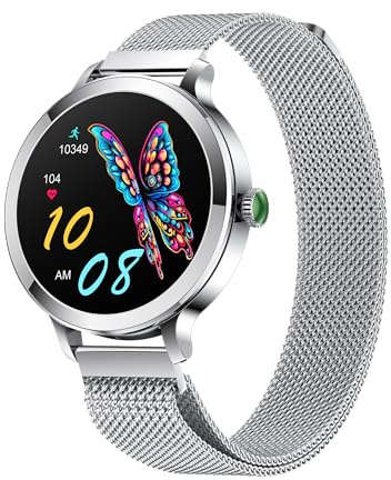 Thafikzi Montres Connectées Femme avec Tension Artérielle/Réponse aux Appels/Rythme Cardiaque/Pas/Sommeil/Multisports/Étanche IP68, Tracker Fitness 1,19 pour iOS Android (Argenté)