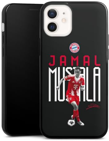 Slim Case extra dünn kompatibel mit Apple iPhone 12 mini Silikon Handyhülle schwarz Hülle FC Bayern München Jamal Musiala Offizielles Lizenzprodukt