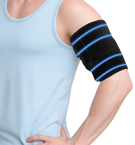 1 Stück Oberarm Bandage für Muskelverspannungen und Schmerzen Lindern (L) | Verstellbare Bandage Oberarm Muskelfaserriss, Bizeps & Trizeps Armbandage Kompressionsverband für Sport und Erholung nach