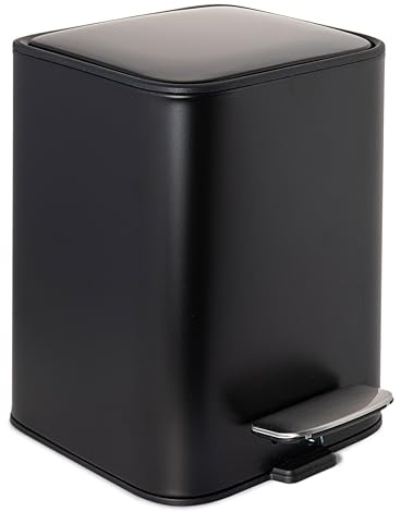 Erreke Badezimmer-Treteimer 3L, Schwarz, herausnehmbarer Inneneimer, Robust | Mülleimer Bad aus Stahl mit soft-close Deckel. Matte Anti-Fingerprint-Beschichtung. Modernes und robustes Design