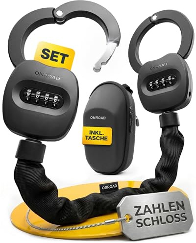 E-Scooter Schloss mit Tasche SNAPSAFE - E-Roller Schloss mit Zahlencode inklusive Recovery Funktion - Handschellenschloss mit hoher Sicherheit, Scooter Schloss aus gehärtetem Stahl, E Roller Zubehör