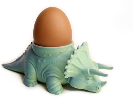 Triceratops Egg Holder Eggs Cups for Family Breakfast – Fun Eggs Cup, Novelty Easter Kitchen Gift, Single or Twin Pack, for Soft and Hard Boiled Eggs, Four-Colour Multicolour Gradient (Triceratops)