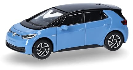 Herpa Modellauto VW ID. 3, solid Ocean Blue, Miniatur im Maßstab 1:87, Sammlerstück, Made in Germany, Modell aus Kunststoff