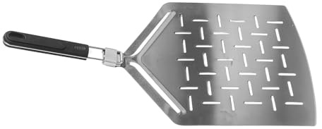 Faltbarer Pizzaschieber aus Edelstahl, 33cm, Perforiert | Pizzaschaufel Edelstahl, Silber, Rechteckig, mit Ergonomischem Kunststoffgriff, Backen und Outdoor