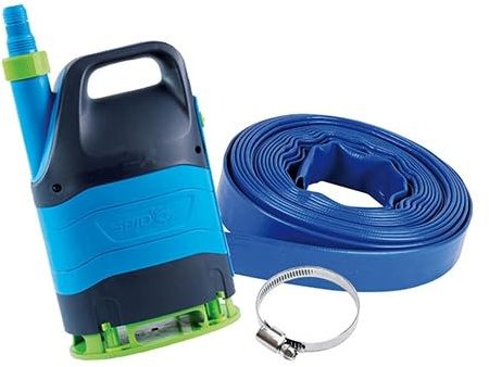 Kit Évacuation Eau Spid’O Classic CDW 400 - Pompe 3 en 1 Eaux Claires, Eaux Chargées et Eau Résiduelle - 400 W - 7 m³/h - Tuyau Plat 10 m Inclus