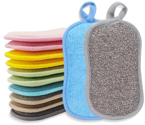 12 Pack Large Washing Up Sponges, 15 x 9cm Dual-Sided Kitchen Sponge, Non-Scratch Cleaning Sponges for Dishes, Pots & Pans, Multi-Purpose Dish Scourers