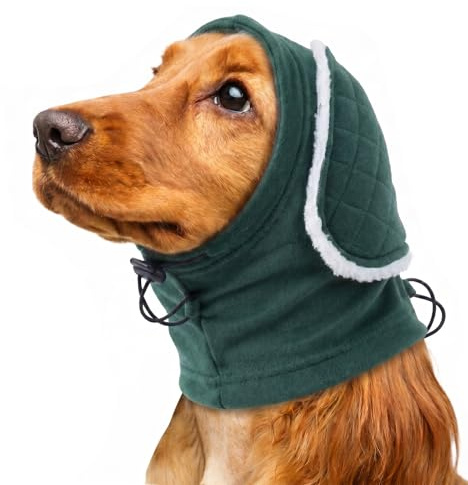 Protection Oreilles Chien avec Rembourrage, Cache Oreille Réglable, Garde Les Oreilles Propres, Anti-Grattage, Confortable avec Légère Atténuation du Bruit, Vert XL