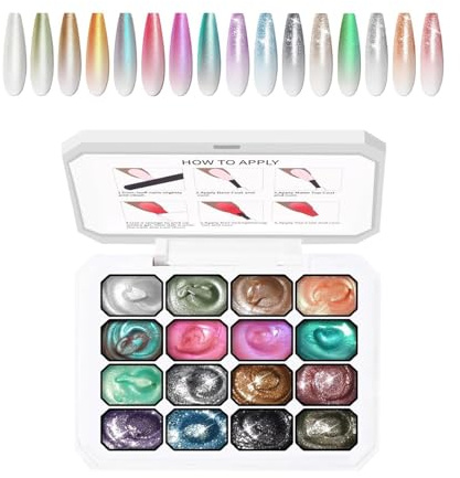 Lucidatura Gel A Tampone a 16 Scomparti Polimerizzabile UV/LED per Senza | Lucidatura Unghie In Gel Per Donne Mamme Saloni Feste A Casa Matrimonio Uso