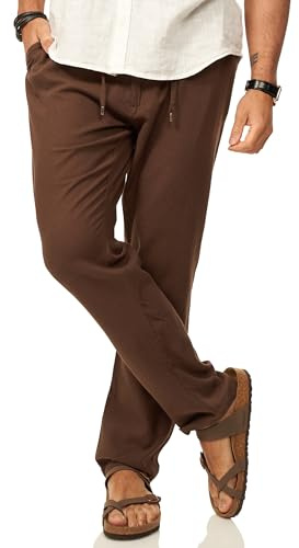 behype. Herren Leinenhose im Chino Hosen Stil mit Elastischem Bund & Kordel als Luftige Stoffhose - Chinohose Sommerhose für Männer