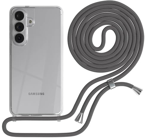 EAZY CASE Handykette kompatibel mit Galaxy S26 Plus Handyhülle mit Umhängeband, Handykordel mit Schutzhülle, Silikonhülle, Hülle mit Band, Stylische Kette für Smartphones, Anthrazit