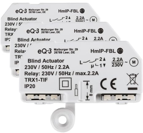 Homematic IP Jalousieaktor – Unterputz, Smart Home, digitale Steuerung von 1 Jalousie oder Raffstore, elektrische Jalousien nachrüsten, Steuerung per App, Alexa und Google Home, 151398A0