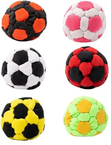 Hacky Sack - Juego de 6 pelotas de malabarismo, de algodón suave, tejido a mano, para niños, adultos, al aire libre, playa, fiesta