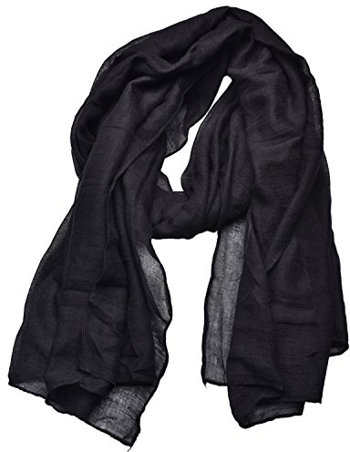 woogwin Women's Cotton Scarves Lady Light Soft Fashion Solid Scarf Wrap Shawl (black)