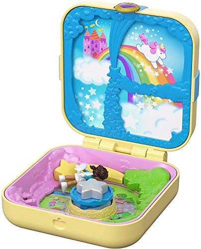 Polly Pocket Hidden Hideouts Unicorn Utopia with Three Surprise Reveals, Three Accessories, One Micro Shani Doll and Sticker Sheet