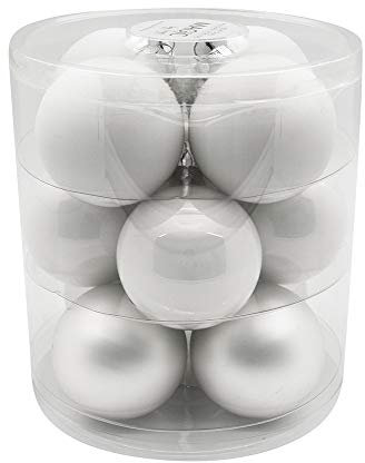 MAGIC Weihnachtskugeln Glas 8cm 12 STK. Christbaumkugeln Farbe: Just White-Mix (weiß)