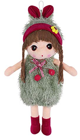 JIAHG Niedliche Puppe Plüschpuppe Mädchen Kuschelpuppe Stoffpuppe Kinder -Spielzeug Püppchen für Kleinkinder als Geburtstagsgeschenk (Grün)