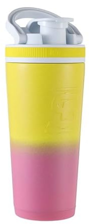 Ice Shaker Isolierte Edelstahl-Shaker-Flasche, 750 ml, Flamingo, kalt für 30+ Stunden, isolierter Becher mit Rührwerk zum Aufdrehen, geruchsfreie Flasche für Protein-Shakes, Wasser, Smoothies,