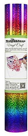 TECKWRAP Holografisches Glitzer-Chrom, selbstklebend, Bastelvinyl, 0,3 x 1,5 m, Regenbogen