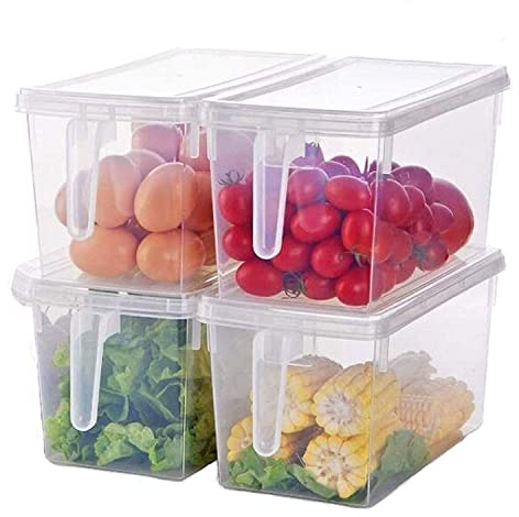 Taylor & Brown Set of 4 Food Storage Containers with Lids - Plastic BPA Free, Freezer Dishwasher Safe Clear Meal Prep Organiser with Handle - Leak Proof Reusable Leftover Container Bin Box Set