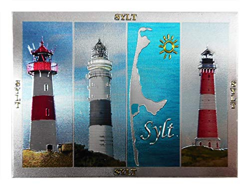 N / A Souvenir Magnet Sylt 7,5 x 5,5 cm Leuchtturm Fotomagnet Kühlschrankmagnet Stadt Figur Deko 4062