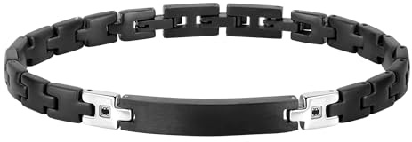 Morellato Motown Collection Herren-Armband aus Edelstahl, schwarze PVD-Kristalle, SALS49, 22 cm, legierter Stahl, Kristall