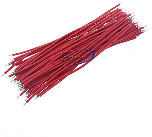 Reland Sun 100PCS 24AWG 10CM Tin-Plated Breadboard PCB Solder Cable Fly Jumper Wire Cable 1007-24AWG Tin Conductor Wires Electrical Wires (red)