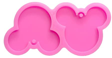 Guratapa Moldes de silicona brillantes y brillantes con forma de cabeza de Minnie Mickey Mouse para manualidades, llavero, molde de arcilla polimérica, collar, colgante epoxi, joyería, resina,