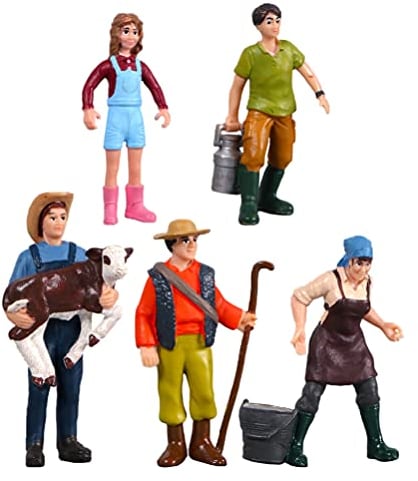 NUOBESTY 5 StüCke Miniatur Bauernhof Menschen Figuren Sammeln Ranch Mann Stehend Modell Spielzeug FüR Kinder Eisenbahn Landschaft Garten Geburtstag Partygeschenke
