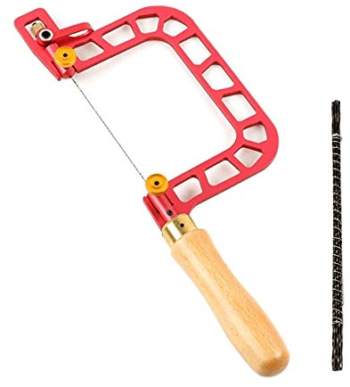 U-förmige Handsäge mit Hebel, Spannsäge, Handwerkzeuge mit 12 Stück Spiralsägeblätter für Schmuckwerkzeuge, Holzbearbeitungswerkzeuge (76 mm)
