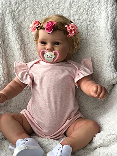 iCradle Reborn Dolls 24inch 60cm Reborn Kleinkind beliebt Maddie Cute Girl Doll mit Rooted Blonde Hair Soft Cuddle Body Handmade Doll